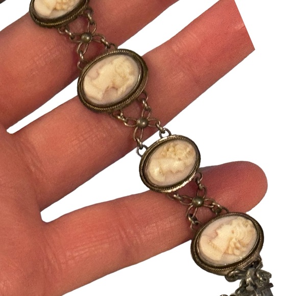 Antique Cameo link bracelet Victorian 800 silver Hand carved - Picture 8 of 8